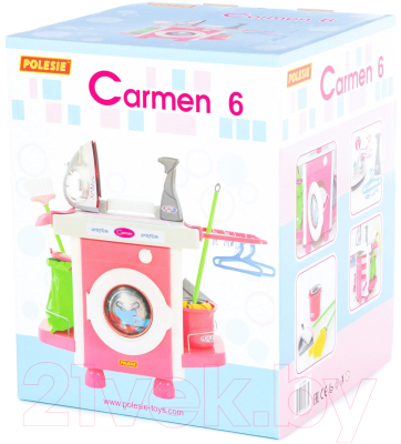 Комплект бытовой техники игрушечный Полесье Carmen №6 с аксессуарами и утюжком / 58850 (в коробке)