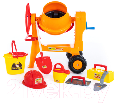 Набор инструментов игрушечный Полесье Бетономешалка Construct с набором каменщика №7 / 50649