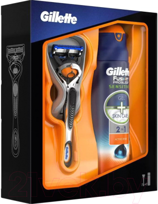 Набор для бритья Gillette Fusion ProGlide Flexball + Active Sport (станок + кассета + гель д/бритья)