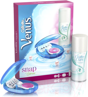 Набор для бритья Gillette Venus Snap Embrace + Satin Care Pure and Delicate (станок + кассета + гель д/бритья)