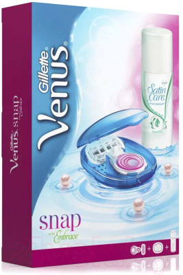 Набор для бритья Gillette Venus Snap Embrace + Satin Care Pure and Delicate (станок + кассета + гель д/бритья)