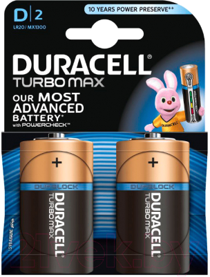 Комплект батареек Duracell Turbo Max D 1.5V LR20 (2шт)