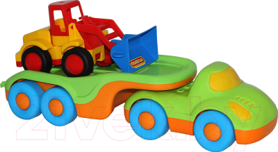 Набор игрушечной техники Полесье Автомобиль-трейлер Дружок с погрузчиком / 48479