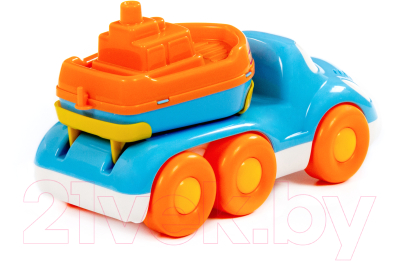 Набор игрушечной техники Полесье Автомобиль для перевозки Дружок с корабликом Буксир / 48370