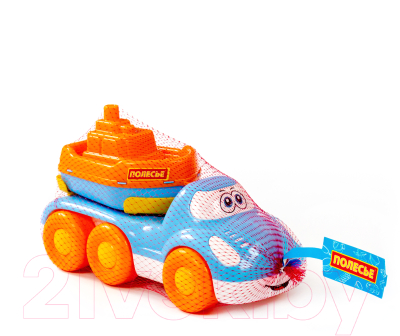 Набор игрушечной техники Полесье Автомобиль для перевозки Дружок с корабликом Буксир / 48370