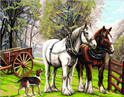 Картина по номерам Picasso Пейзаж с лошадьми (PC4050288)