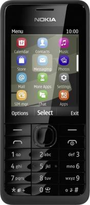 Мобильный телефон Nokia 301 Dual (Black) - вид спереди