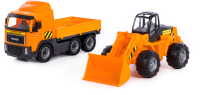 Набор игрушечной техники Полесье Автомобиль бортовой с трактором-погрузчиком / 2371 (в коробке) - 