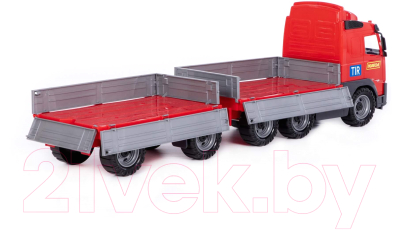 Автомобиль игрушечный Полесье Volvo бортовой с прицепом / 9722 (в коробке)