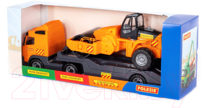 Набор игрушечной техники Полесье Volvo с дорожным катком / 9630 (в коробке)