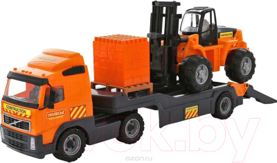 

Набор игрушечной техники Полесье, Volvo с автокаром и конструктором / 58409