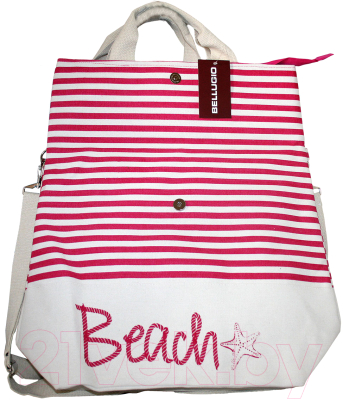 Пляжная сумка No Brand ZX-9517B (светло-серый/красный)