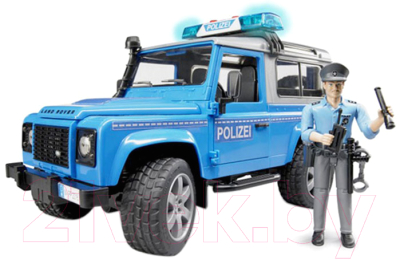 Автомобиль игрушечный Bruder Полицейский внедорожник Land Rover Defender Station Wagon/ 02597 (с фигуркой)