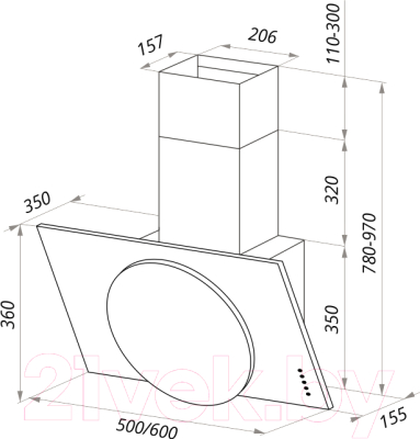 Вытяжка наклонная Maunfeld Tower L Push 50 (белый)