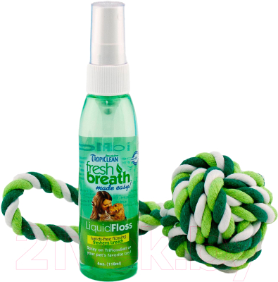 Средство для ухода за полостью рта животных TropiClean Fresh Breath Liquidfloss+Rope Ball 001268