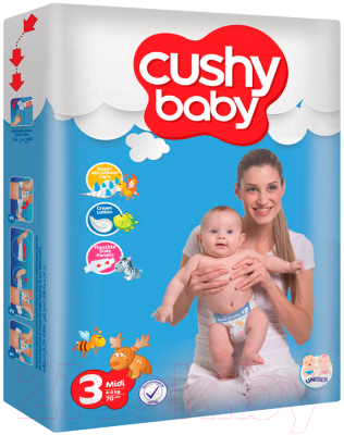 Подгузники детские Cushy Baby Midi (70шт)