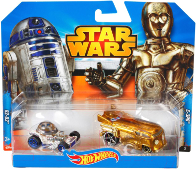 Набор игрушечных автомобилей Hot Wheels Star Wars. C-3PO и R2D2  /CGX02/CGX04