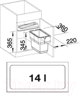 Система сортировки мусора Blanco Select Singolo-S / 512881 (с разделителем)