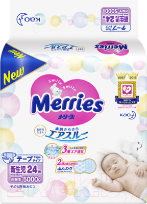 Подгузники детские Merries Newborn (24шт)