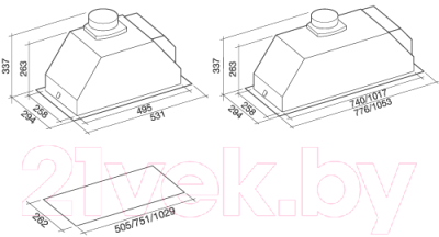 Вытяжка скрытая Falmec Design Gruppo Incasso 800 (50)