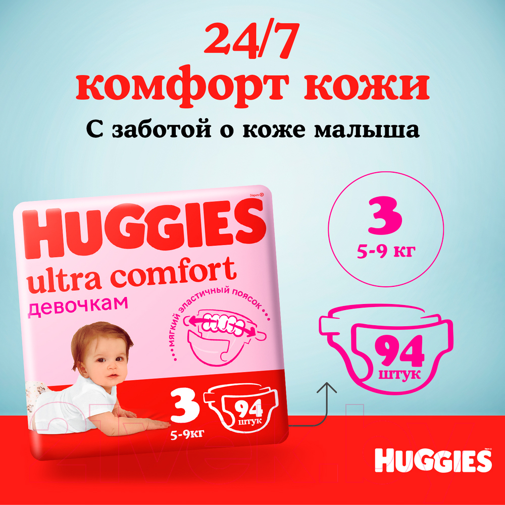 Подгузники детские Huggies Ultra Comfort Giga 3 Girl (94шт)