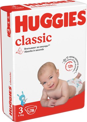 

Подгузники детские, Classic 3 Mega