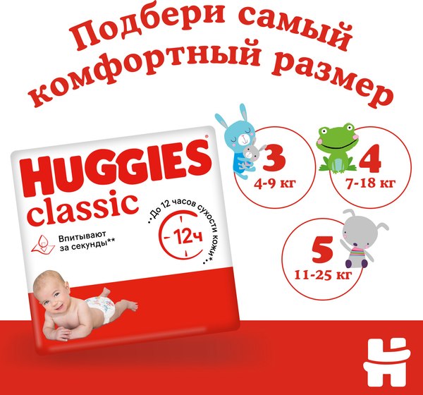 Подгузники детские Huggies Classic 5 Mega (58шт)