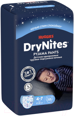 Подгузники-трусики детские Huggies DryNites 4-7 лет для мальчиков (10шт)