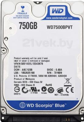 Жесткий диск Western Digital Scorpio Blue 750 Gb (WD7500BPVT) - общий вид