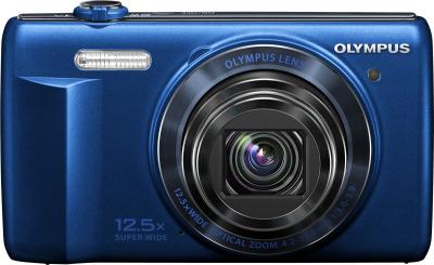 Компактный фотоаппарат Olympus VR-370 (синий) - вид спереди