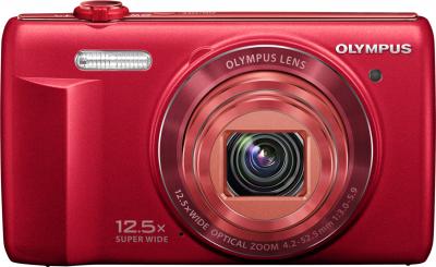 Компактный фотоаппарат Olympus VR-370 (красный) - вид спереди