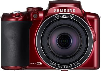 Компактный фотоаппарат Samsung WB2100 (EC-WB2100BPRRU Red) - вид спереди