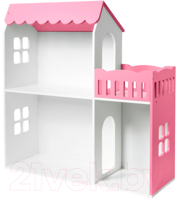 Кукольный домик Столики Детям Два этажа с балконом ДК-2Р (розовый)