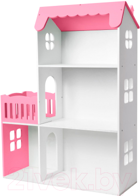 Кукольный домик Столики Детям Три этажа с балконом ДК-3Р (розовый)