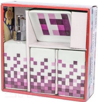 Набор аксессуаров для ванной Podari Mosaic Design 4 (розовый)