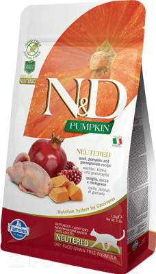 Сухой корм для кошек Farmina N&D Grain Free Pumpkin Quail & Pomegranate Adult Neutered (0.3кг)