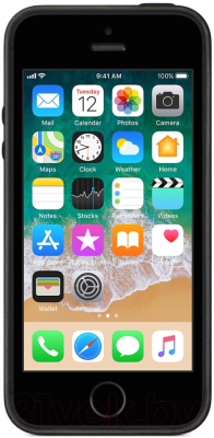 Чехол-накладка Apple Leather Case для iPhone SE Black / MMHH2 (черный)