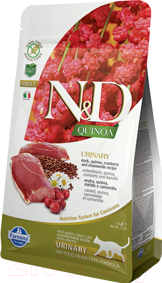 Сухой корм для кошек Farmina N&D Grain Free Quinoa Urinary Duck, Cranberry Adult