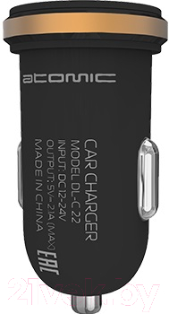 Зарядное устройство автомобильное Atomic DL-C22 (с кабелем microUSB)