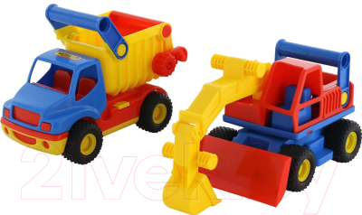 Набор игрушечной техники Полесье КонсТрак с экскаватором колесным / 40855 (в коробке)