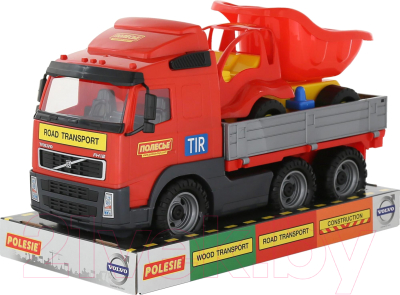 Набор игрушечных автомобилей Полесье Автомобиль бортовой Volvo с самосвалом Муравей / 58232 (в лотке)