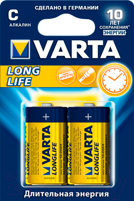 Комплект батареек Varta Longlife C BLI 2