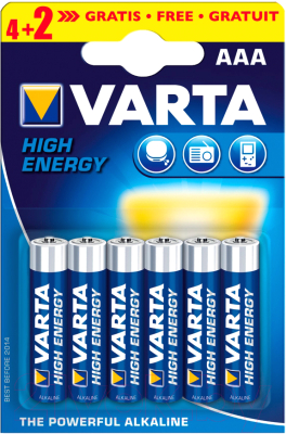 Комплект батареек Varta High E AAA BLI 6 (4+2)