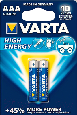 Комплект батареек Varta High Energy AAA BLI 2