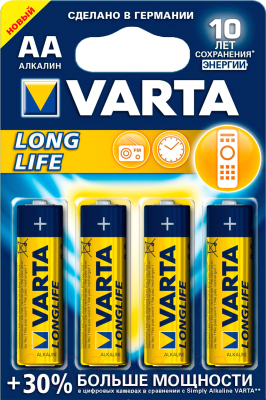Комплект батареек Varta Longlife AA BLI 4