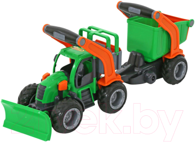 Трактор игрушечный Полесье с полуприцепом ГрипТрак / 37381 (в коробке)