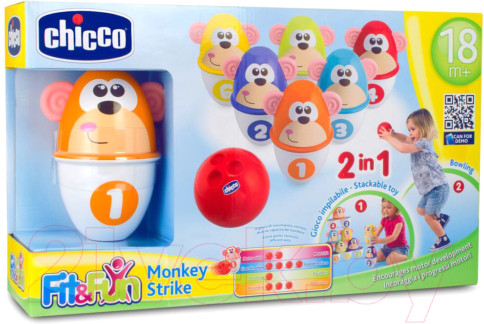 Набор активных игр Chicco Fit&Fun Боулинг Monkey Strike 5228