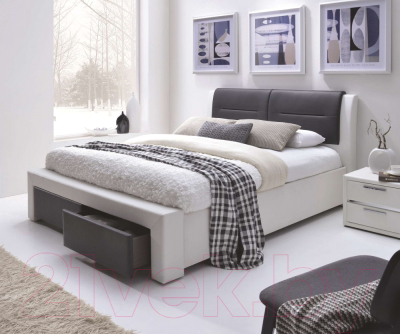 Двуспальная кровать Halmar Cassandra S (белый/черный)