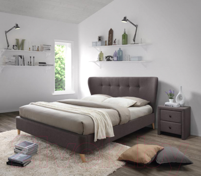 Двуспальная кровать Halmar Viena (коричневый/бук)