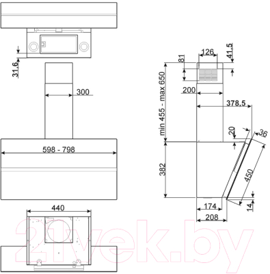 Вытяжка наклонная Smeg KCV60SGE